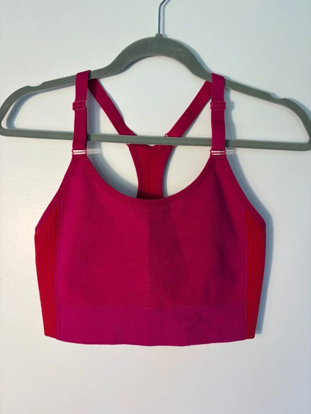 Ryka Pink Red Sports Bra Bike Shorts Pink and Red Matching Set